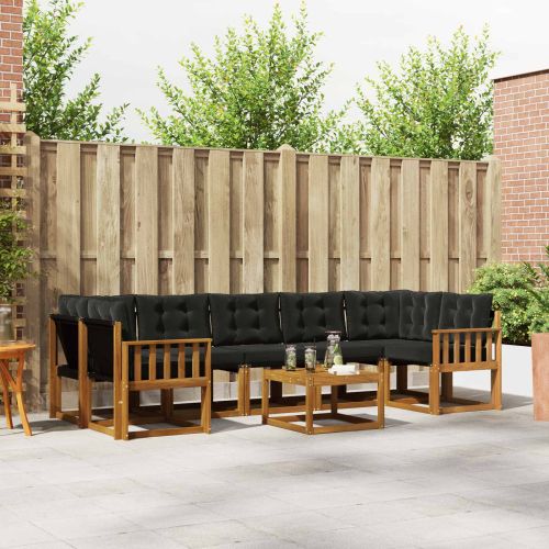 Комплект дивани за открито 8 pcs Естествено и черно