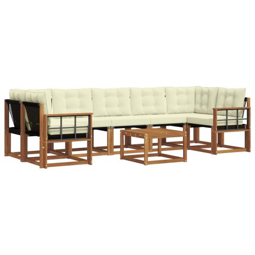 Комплект дивани за открито 8 pcs Натурален и Крема