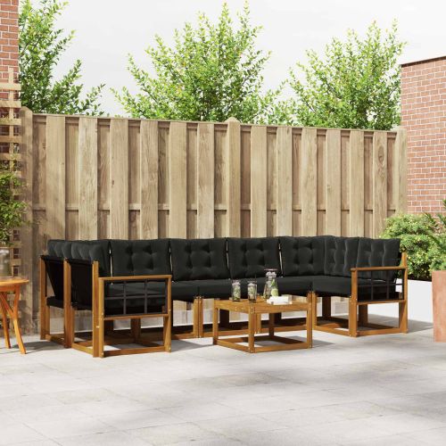 Комплект дивани за открито 8 pcs Естествено и черно