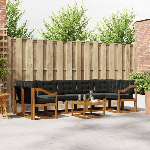 Комплект дивани за открито 8 pcs Естествено и черно