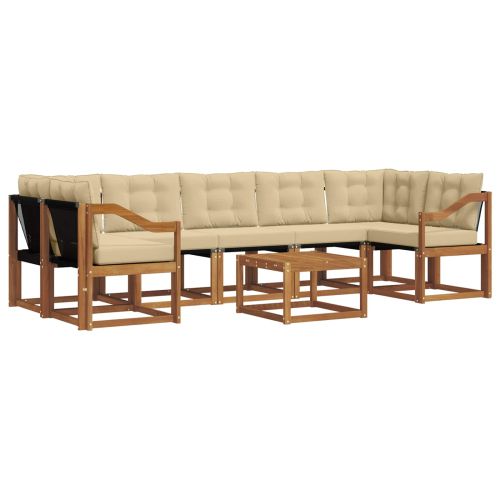 Комплект дивани за открито 8 pcs Натурален и Бежов