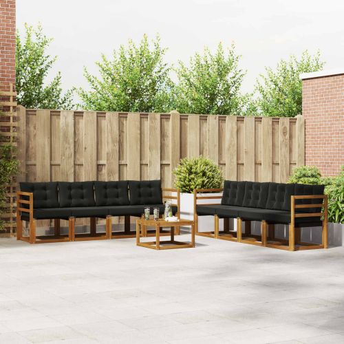 Комплект дивани за открито 9 pcs Естествено и черно