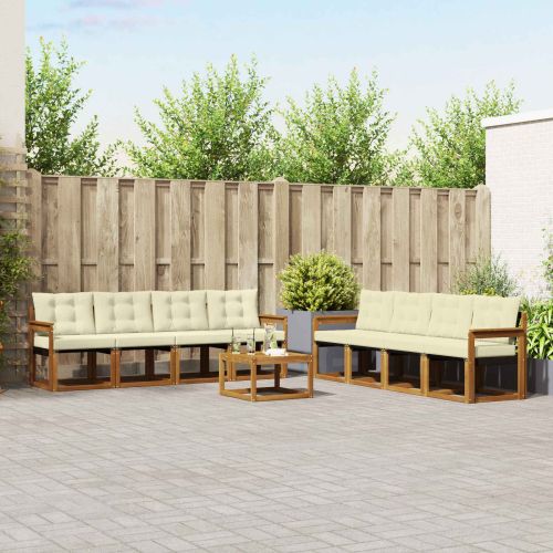 Комплект дивани за открито 9 pcs Натурален и Крема