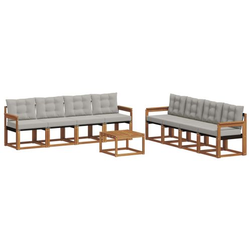 Комплект дивани за открито 9 pcs Естествено и светло сиво