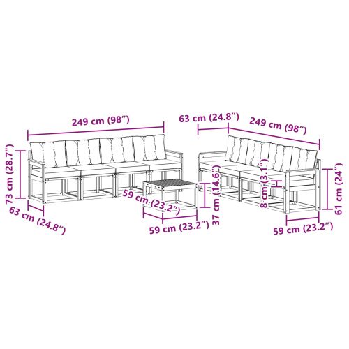 Комплект дивани за открито 9 pcs Натурален и Бежов