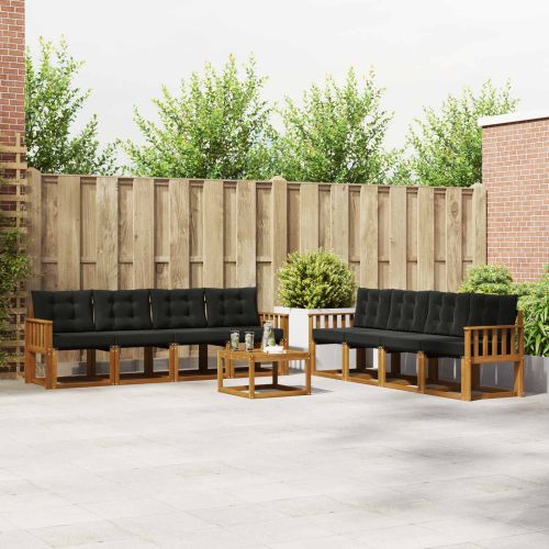 Комплект дивани за открито 9 pcs Естествено и черно