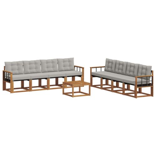 Комплект дивани за открито 9 pcs Естествено и светло сиво