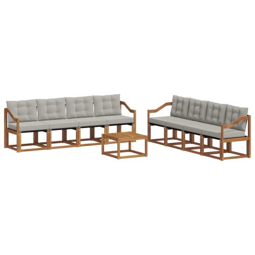 Комплект дивани за открито 9 pcs Естествено и светло сиво