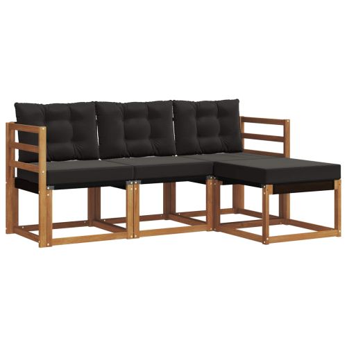 Комплект дивани за открито 4 pcs Естествено и черно