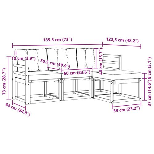 Комплект дивани за открито 4 pcs Натурален и Бежов