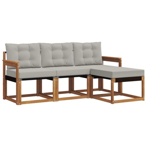 Комплект дивани за открито 4 pcs Естествено и светло сиво