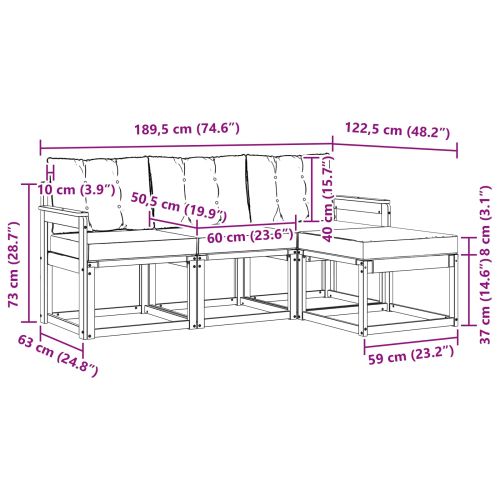 Комплект дивани за открито 4 pcs Естествено и светло сиво