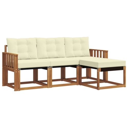 Комплект дивани за открито 4 pcs Натурален и Крема