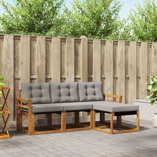 Комплект дивани за открито 4 pcs Естествено и светло сиво