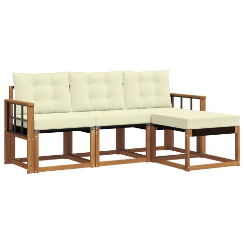Комплект дивани за открито 4 pcs Натурален и Крема