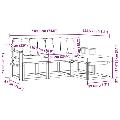 Комплект дивани за открито 4 pcs Натурален и Бежов