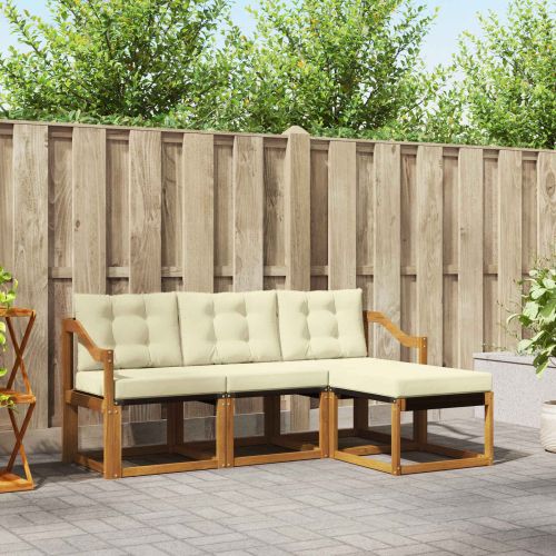 Комплект дивани за открито 4 pcs Натурален и Крема