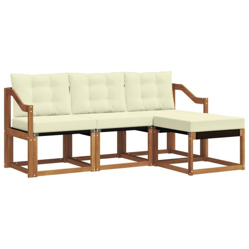 Комплект дивани за открито 4 pcs Натурален и Крема