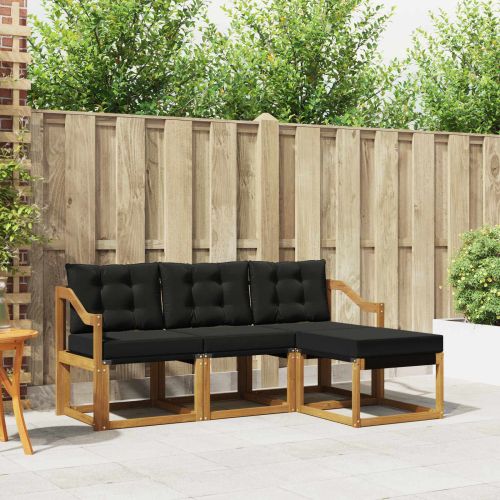 Комплект дивани за открито 4 pcs Естествено и черно