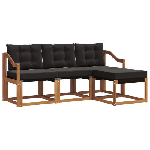 Комплект дивани за открито 4 pcs Естествено и черно