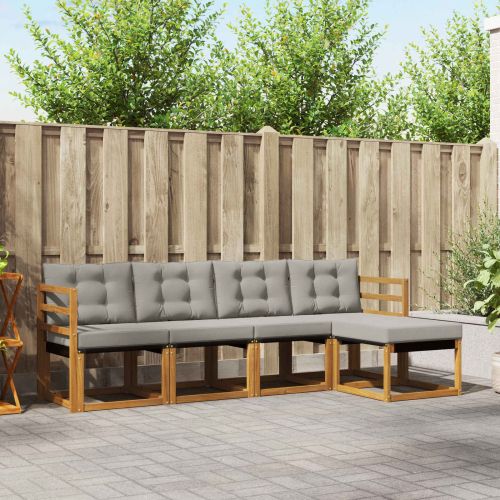 Комплект дивани за открито 5 pcs Естествено и светло сиво