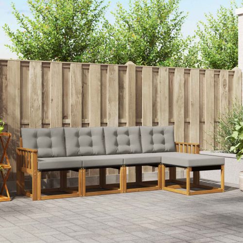 Комплект дивани за открито 5 pcs Естествено и светло сиво