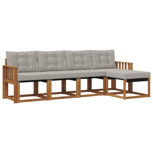 Комплект дивани за открито 5 pcs Естествено и светло сиво