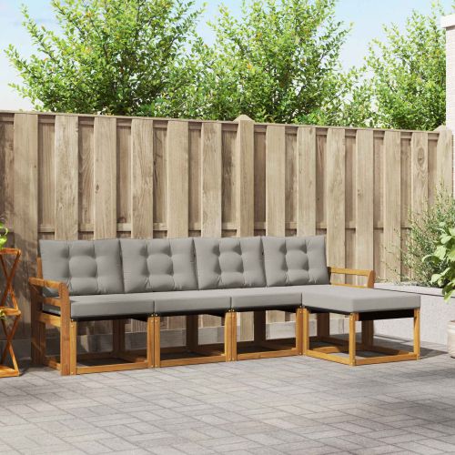 Комплект дивани за открито 5 pcs Естествено и светло сиво