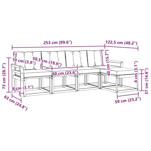 Комплект дивани за открито 5 pcs Естествено и светло сиво