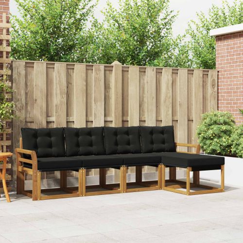 Комплект дивани за открито 5 pcs Естествено и черно