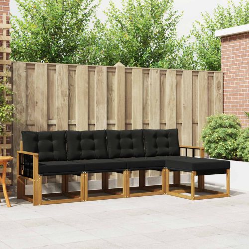 Комплект дивани за открито 5 pcs Естествено и черно