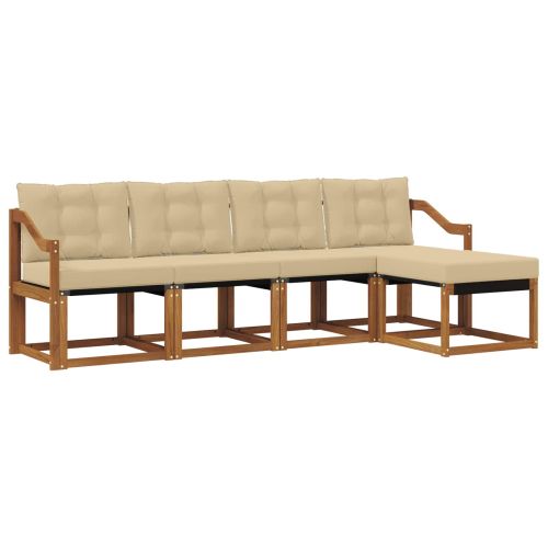 Комплект дивани за открито 5 pcs Натурален и Бежов