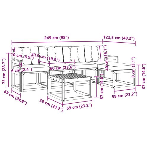 Комплект дивани за открито 6 pcs Натурален и Крема