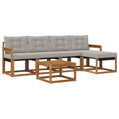 Комплект дивани за открито 6 pcs Естествено и светло сиво