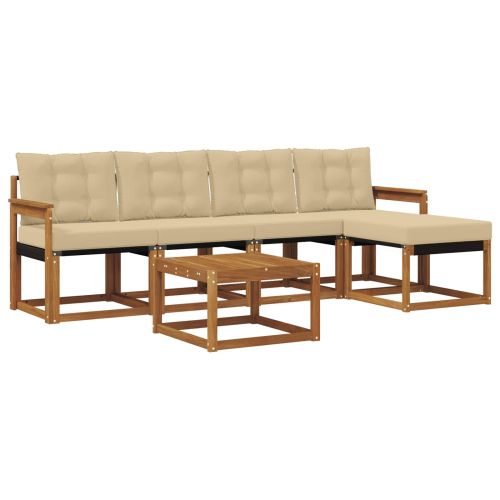 Комплект дивани за открито 6 pcs Натурален и Бежов