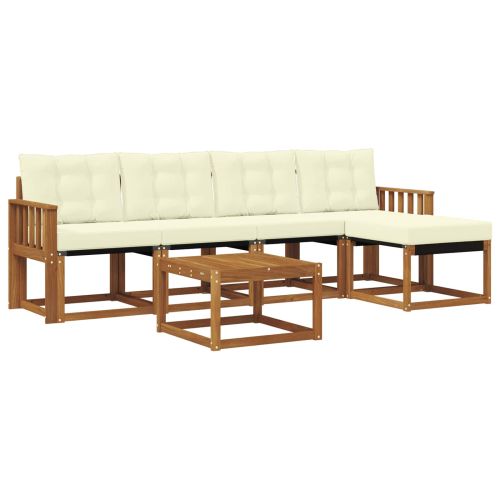 Комплект дивани за открито 6 pcs Натурален и Крема