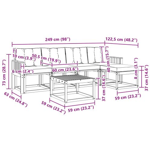 Комплект дивани за открито 6 pcs Натурален и Бежов