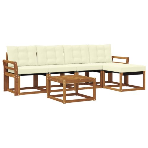 Комплект дивани за открито 6 pcs Натурален и Крема