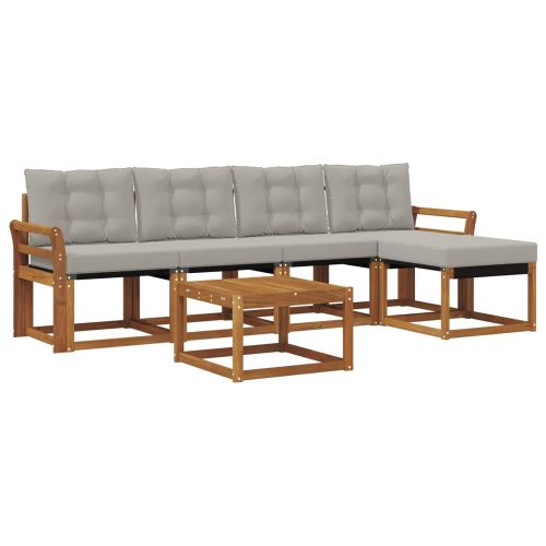 Комплект дивани за открито 6 pcs Естествено и светло сиво