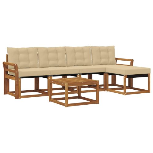 Комплект дивани за открито 6 pcs Натурален и Бежов