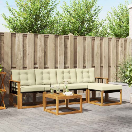 Комплект дивани за открито 6 pcs Натурален и Крема