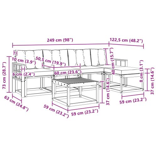 Комплект дивани за открито 6 pcs Естествено и светло сиво