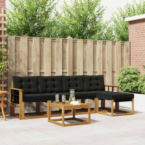 Комплект дивани за открито 6 pcs Естествено и черно