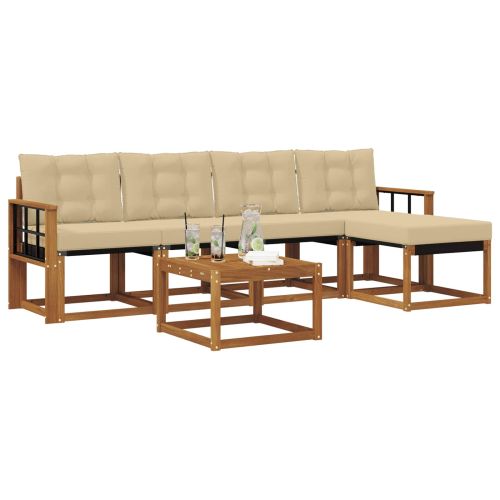 Комплект дивани за открито 6 pcs Натурален и Бежов