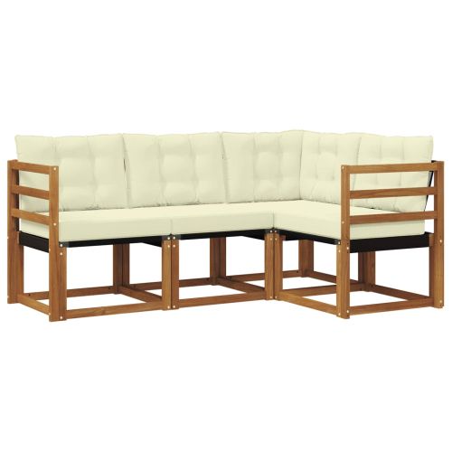 Комплект дивани за открито 4 pcs Натурален и Крема