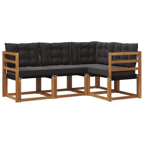 Комплект дивани за открито 4 pcs Естествено и черно