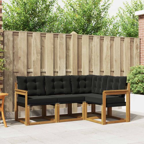 Комплект дивани за открито 4 pcs Естествено и черно