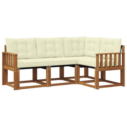 Комплект дивани за открито 4 pcs Натурален и Крема