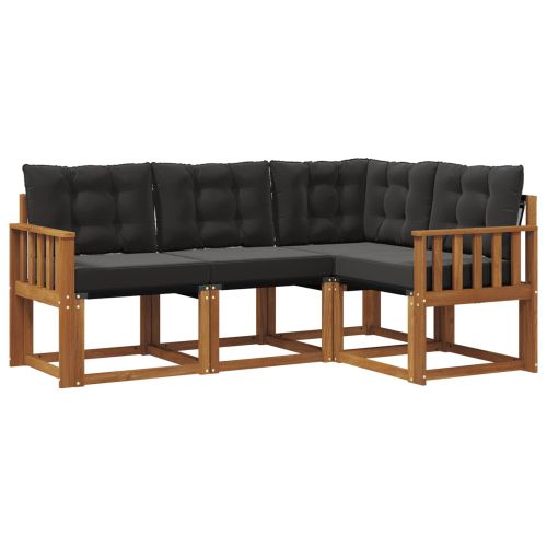 Комплект дивани за открито 4 pcs Естествено и черно