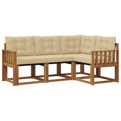 Комплект дивани за открито 4 pcs Натурален и Бежов